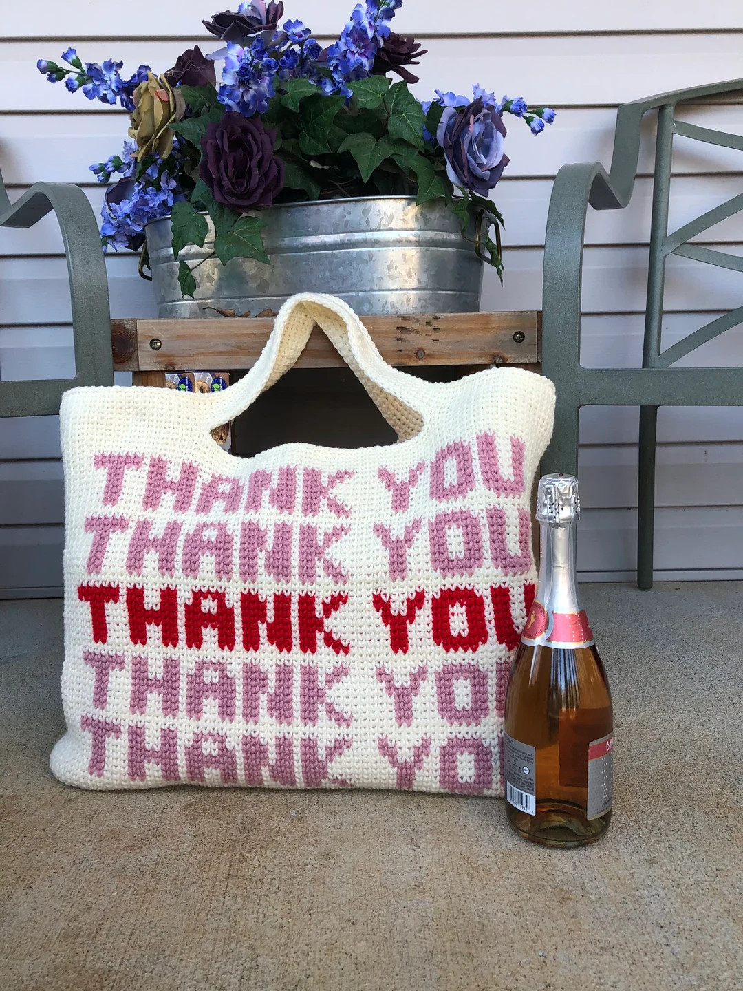 Thank You Reusable Crochet Convenience Store Bag - Etsy | Etsy (US)