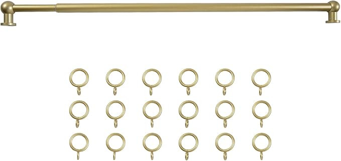 TWOPAGES 28" to 48" Gold Cafe Curtain Rod 1 Pack, Small Adjustable Rod Set with Rings for Windows... | Amazon (US)