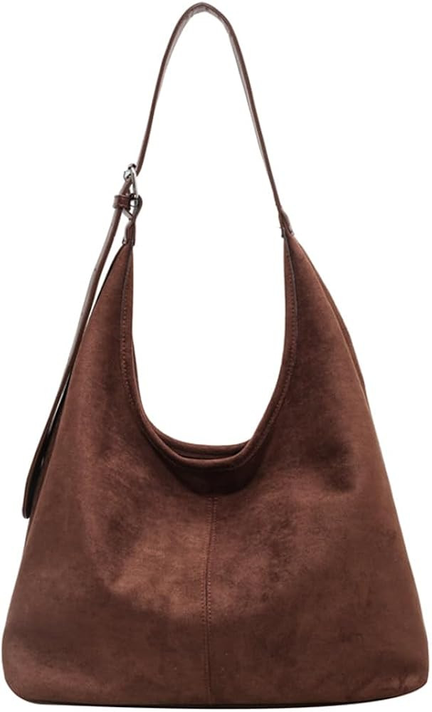 Lushandy Brown Suede Purse Faux Suede Tote Bag Leather Hobo Bags for Women Slouchy Hobo Bag Fall ... | Amazon (US)