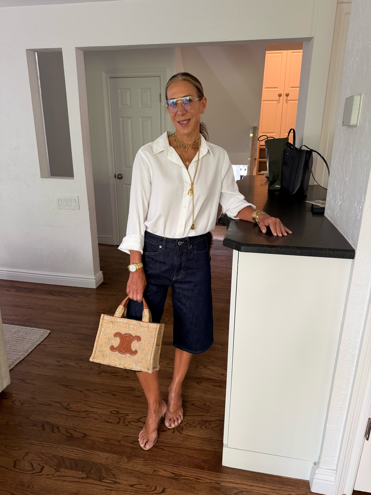 OOTN - casual but put together . loving these new jean shorts / culottes - great price . also great white button down

#LTKootd #LTKOver40 #LTKSeasonal