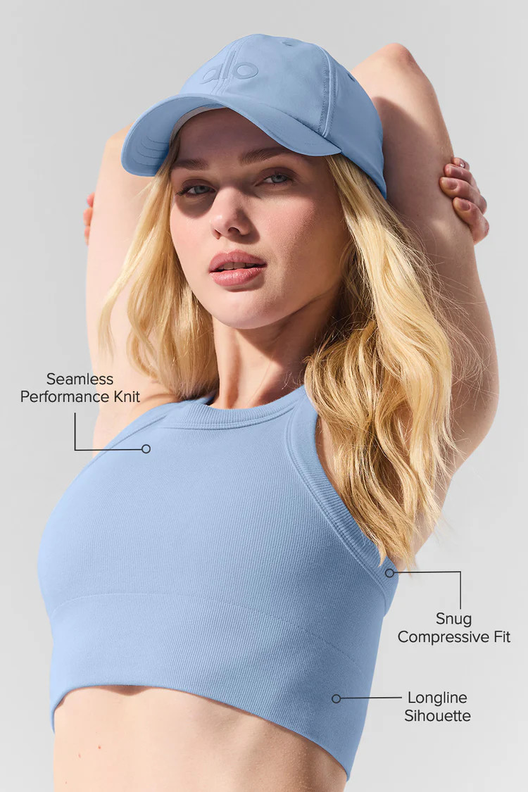 Seamless Delight High Neck Bra - Seashell Blue | Alo Yoga (US)