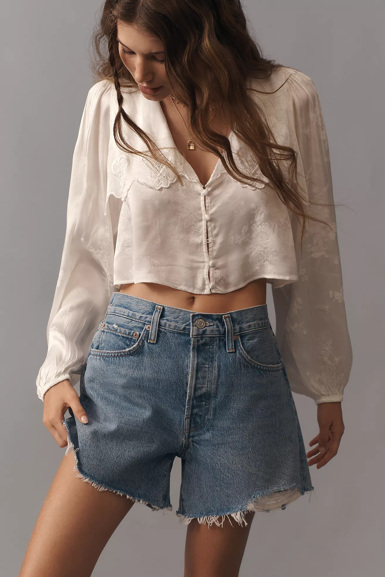 AGOLDE Parker Denim Long Shorts | Anthropologie (US)