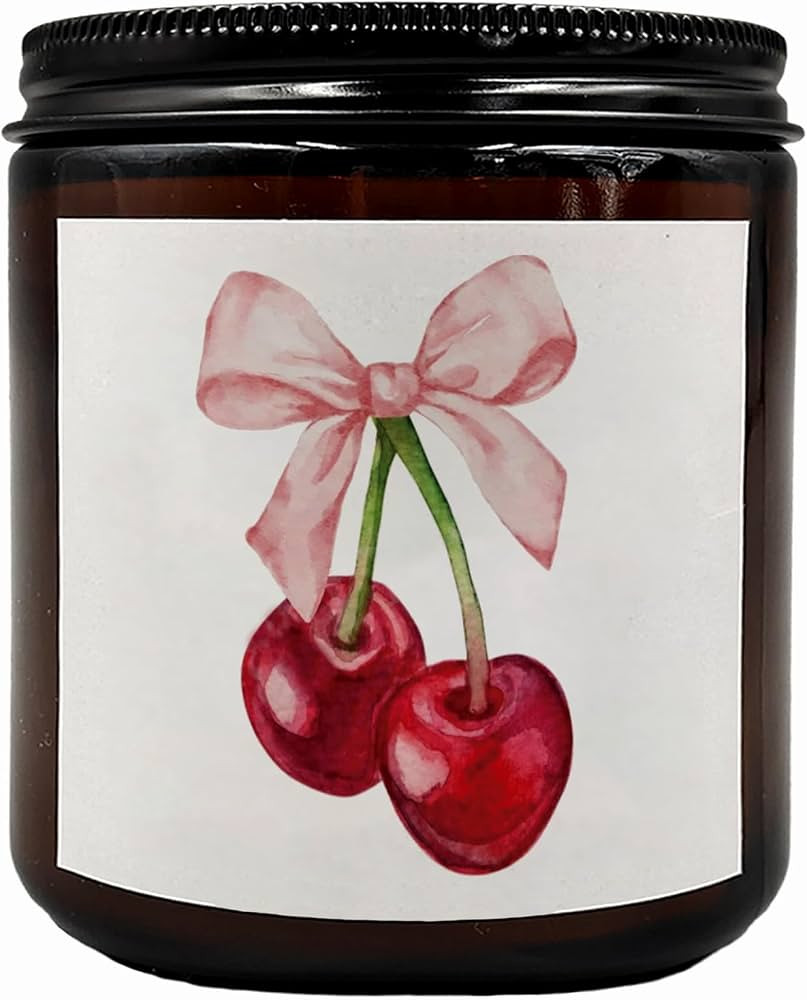 KU-DaYi Cherry Coquette Trendy Pink Bow Scented Candles, Coquette Girly Room Decor Scented Candle... | Amazon (US)