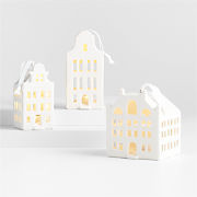 White Ceramic Canal House Christmas Tree Ornaments, Set of 3 + Reviews | Crate & Barrel | Crate & Barrel