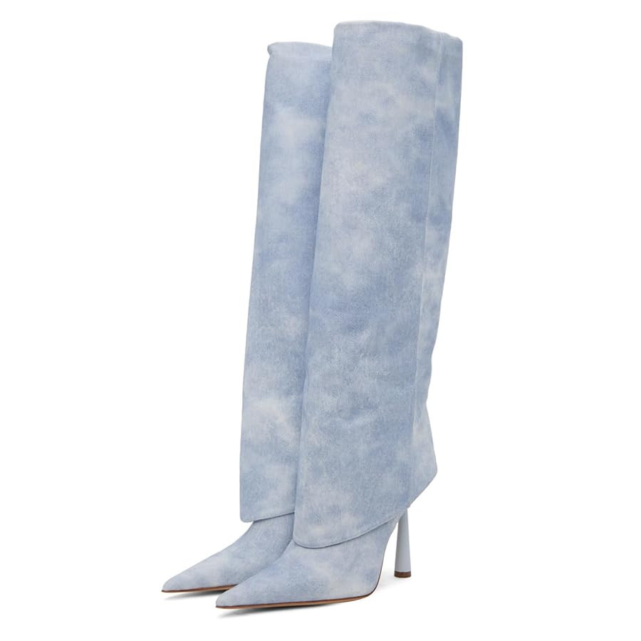 Goolita Fold Over Boots For Women, Pointed Toe Stiletto Heel Knee High Boots Fashion Comfortable ... | Amazon (US)