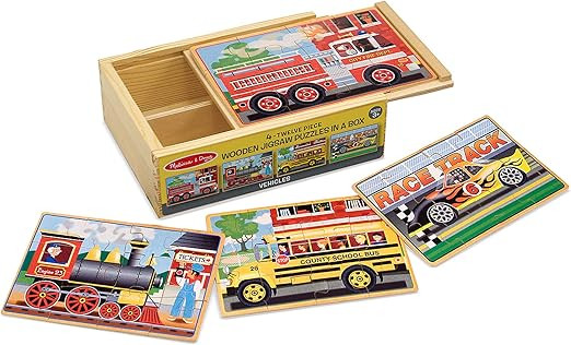 Melissa & Doug Wooden Jigsaw Puzzles in a Box - Vehicles | Amazon (US)