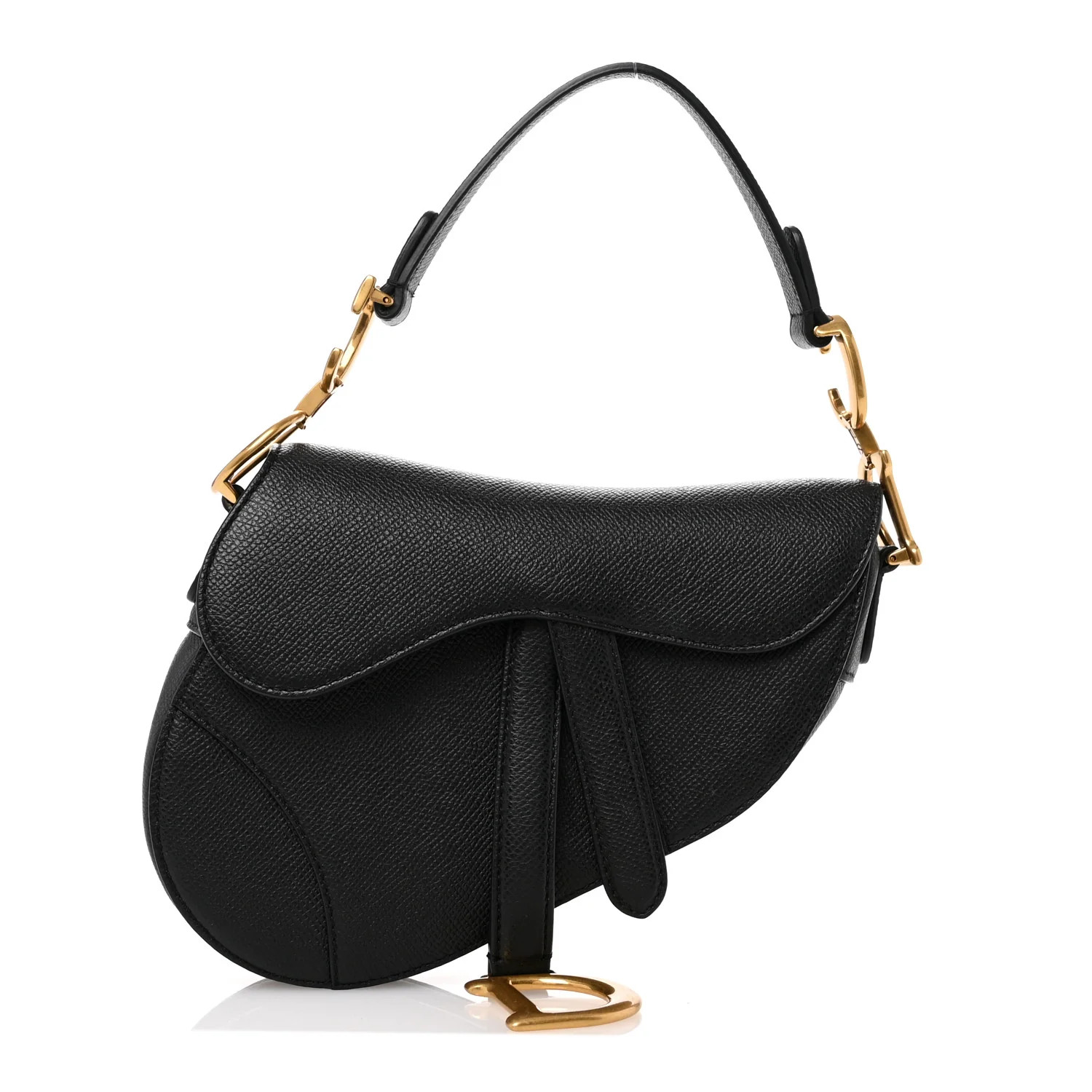 Grained Calfskin Mini Saddle Bag Black | FASHIONPHILE (US)