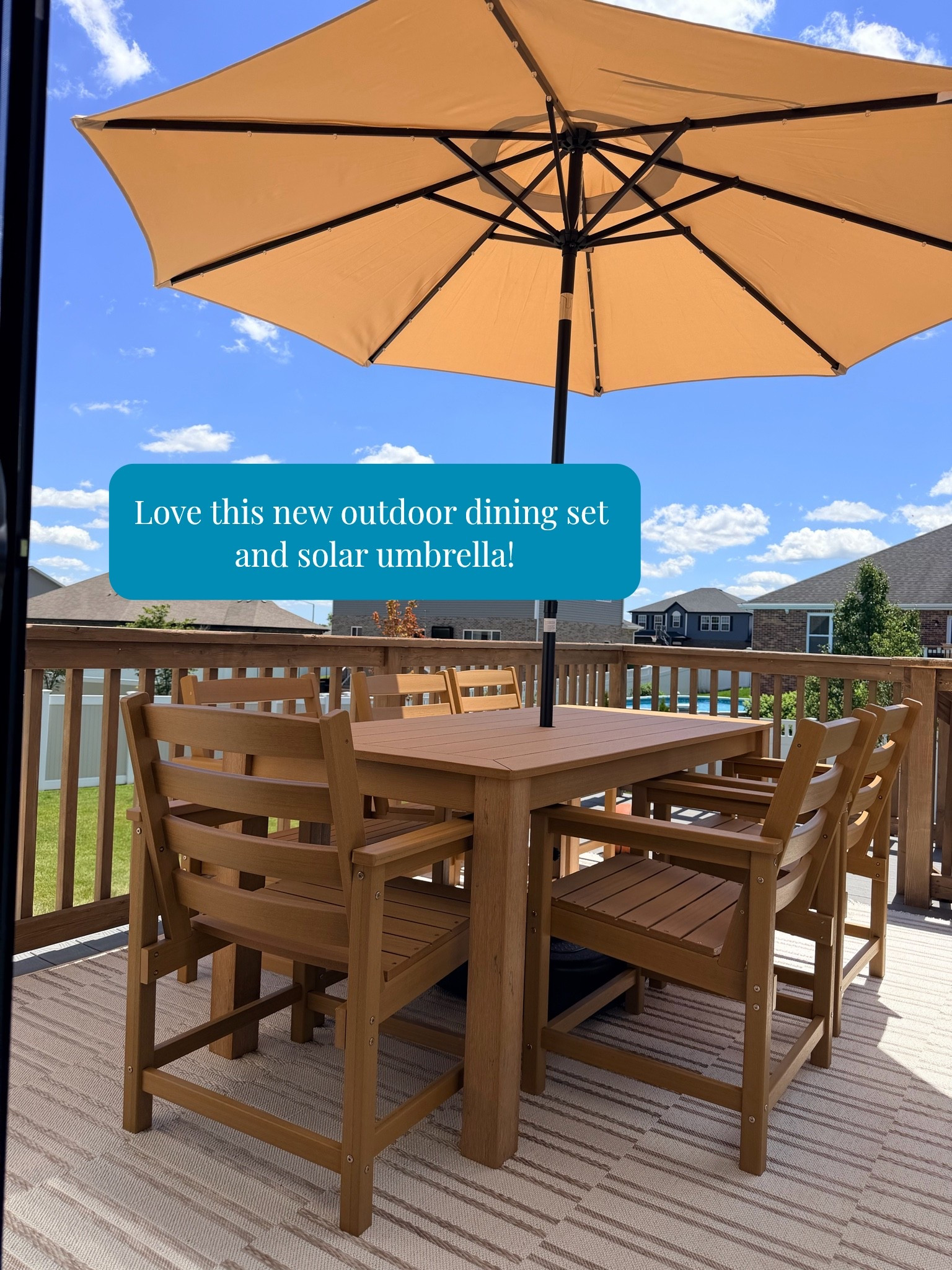 I’m so happy with this new outdoor dining set and solar umbrella from @Wayfair ! The dining set is made of weather resistant HDPE material and it’s very sturdy 🏡🙌

@Wayfair #ad #WayfairPartner #Wayfair #wishyouwerehere #outdoor #liketkit #liketkit/amandabhome

#LTKSaleAlert #LTKHome