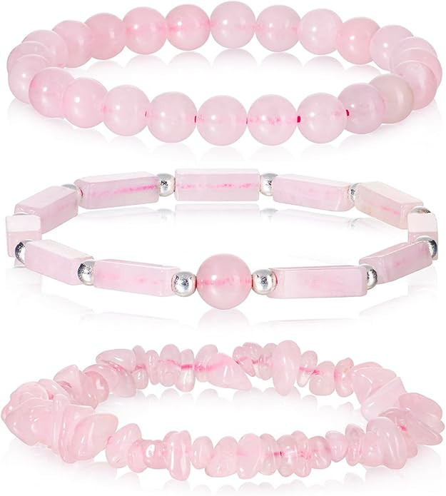 3Pcs Natural Stone Bracelets for Women 8mm Crystal Beaded Bracelets Handmade Stretch Bracelet Hea... | Amazon (US)