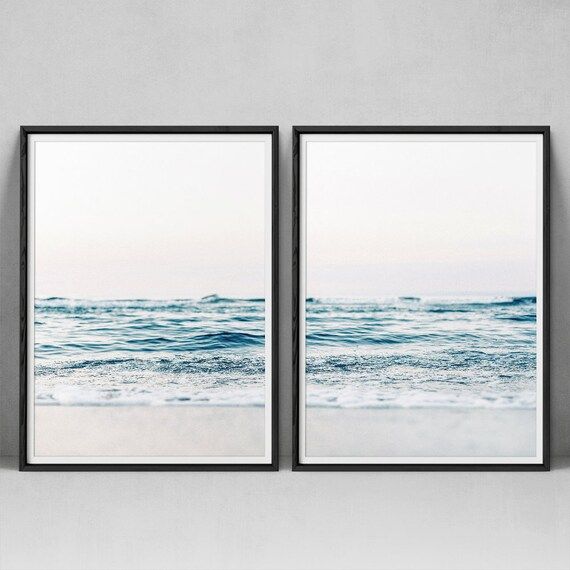 Set Of 2 Prints Beach Print, 2 Piece Coastal Wall Art, Ocean Print, Beach Wall Decor, Printable Beac | Etsy (US)