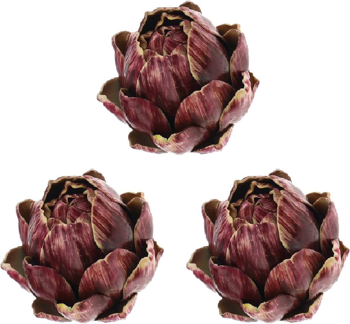 3Pcs Artificial Large Red Vegetable Artichoke Flowers Fake Realistic Vegetable Floral Bouquet Hom... | Amazon (US)