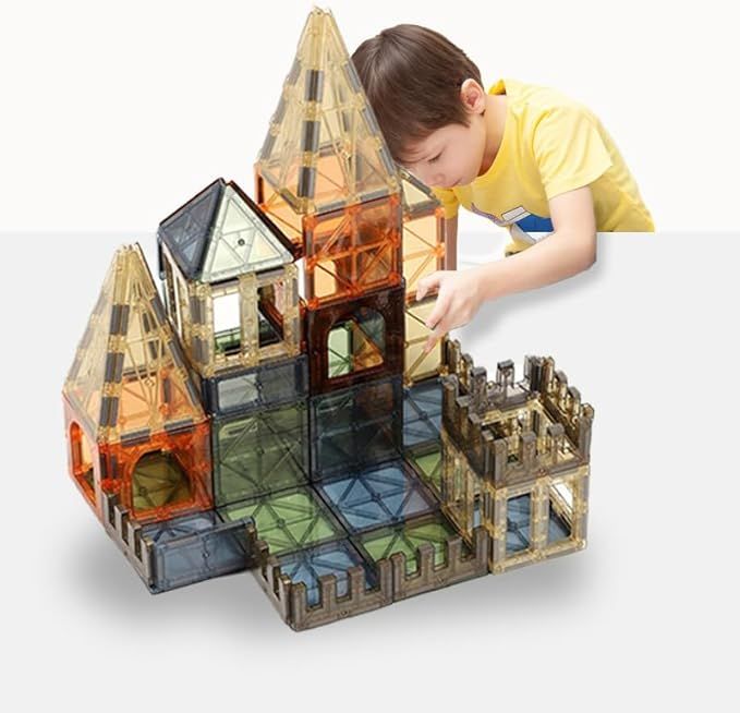 Jofarstep Magnetic Tiles 60 Pcs Set for Kids 3D Magnet Building Blocks Educational STEM Toys for ... | Amazon (US)