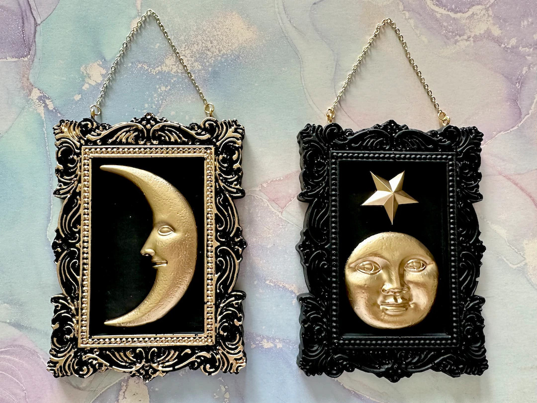 Celestial Crescent Moon Wall Art: Whimsical Decor Victorian Baroque Style Art | Etsy (US)