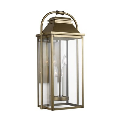 Generation Lighting Wellsworth 4 -Light 26.88-Inches H Distressed Brass Plug-in/Hardwired Outdoor... | Lowe's