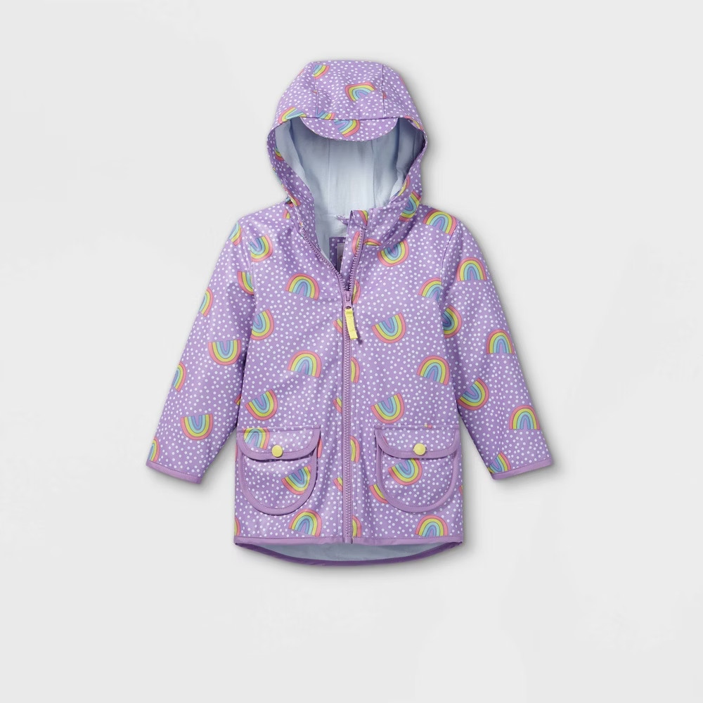 Toddler Girls' Rainbow Print Rain Jacket - Cat & Jack Purple 5T | Target