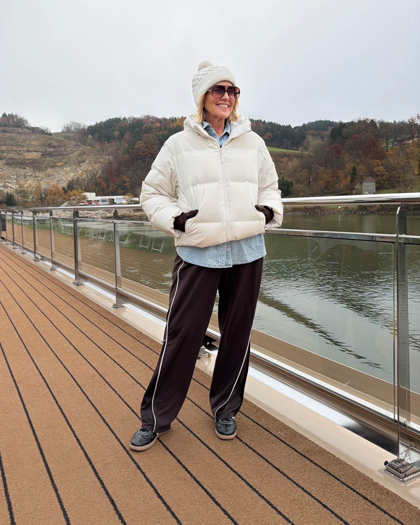 A day spent relaxing on board.

Sizing:
L in puffer
AU14 in pants 

Shoes: FRANKIE4 Levi
Beanie: Lululemon but not current 
Sunnies: Valley Eyewear
Shirt: IDA+S (code NIKKI10)


#LTKtravel #LTKover50style #LTKaustralia