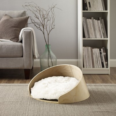 Sam's Pets Kuai Dog Bed Bent Wood Faux Fur Small Light Brown | Target