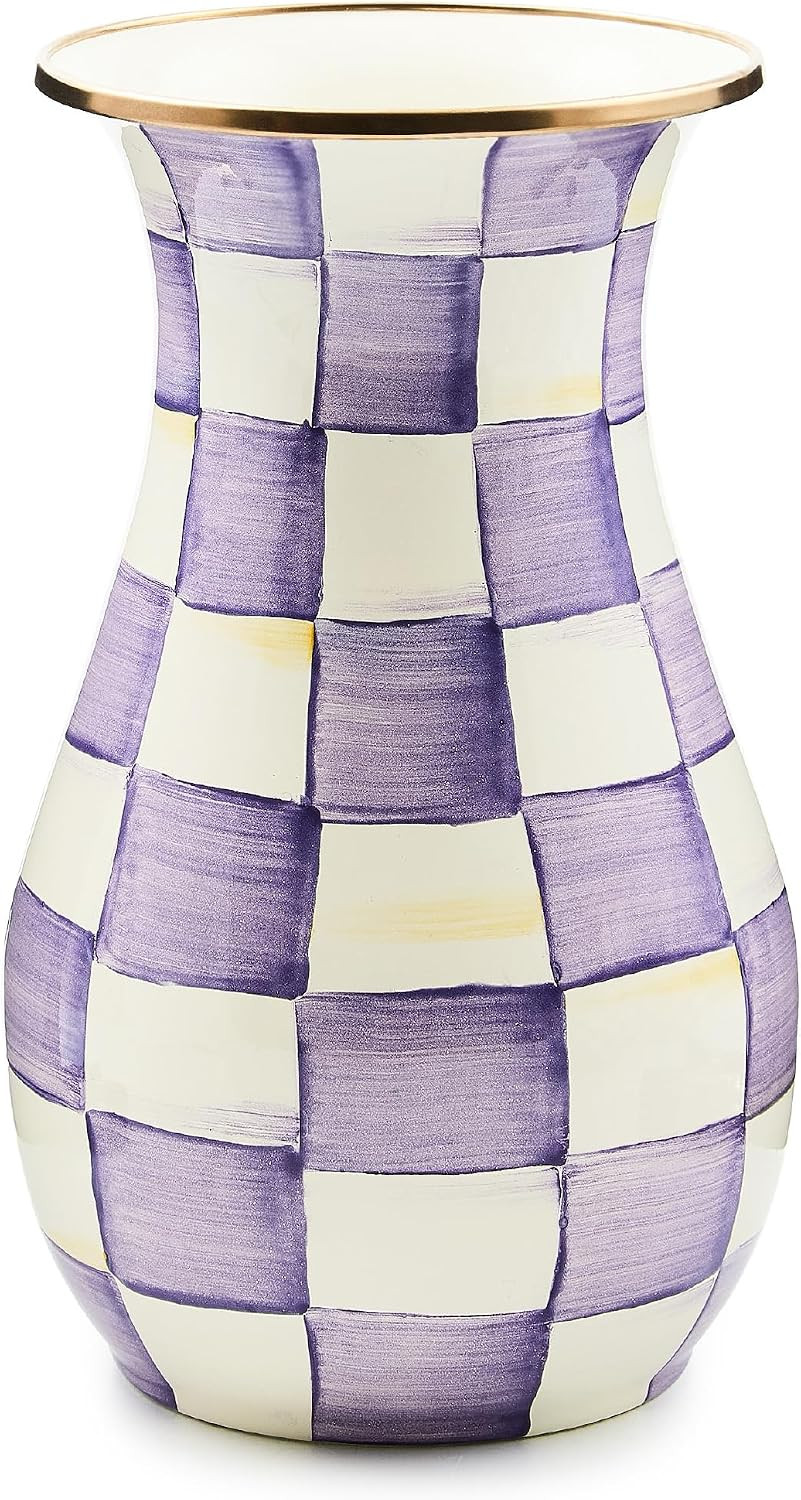 MACKENZIE-CHILDS Enamel Tall Vase, Purple-and-White Violet Check | Amazon (US)