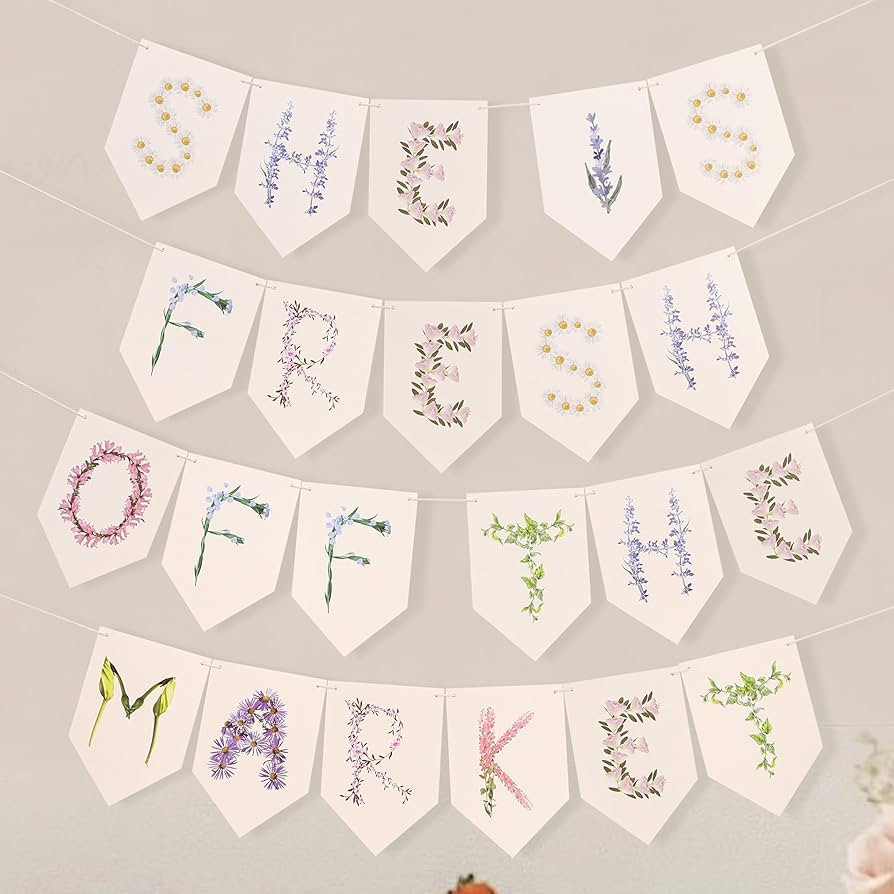 She is Fresh Off The Market Hanging Banner - Spring Floral Bridal Shower Banner, Wildflower Bache... | Amazon (US)