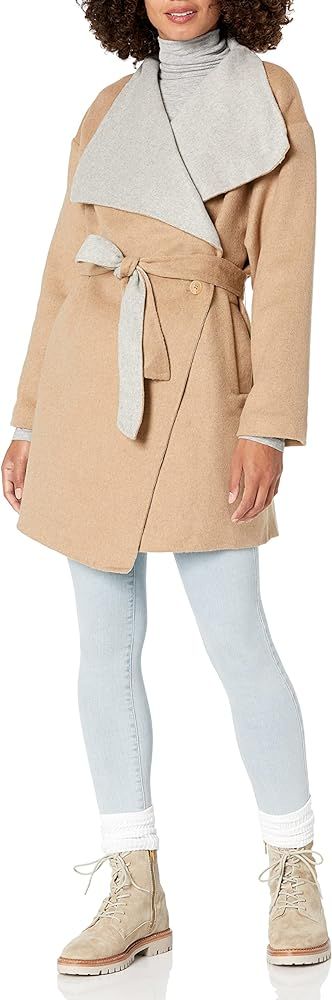 Amazon.com: Amazon Brand - Daily Ritual Women's Relaxed Fit Double-Face Wool Coat, Camel/Grey,Sma... | Amazon (US)
