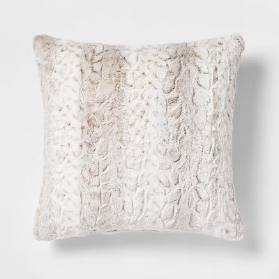 Oversized Snow Leopard Ombre Faux Fur Square Throw Pillow Neutral - Threshold™ | Target