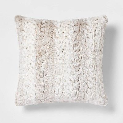 Oversized Snow Leopard Ombre Faux Fur Square Throw Pillow Neutral - Threshold&#8482; | Target