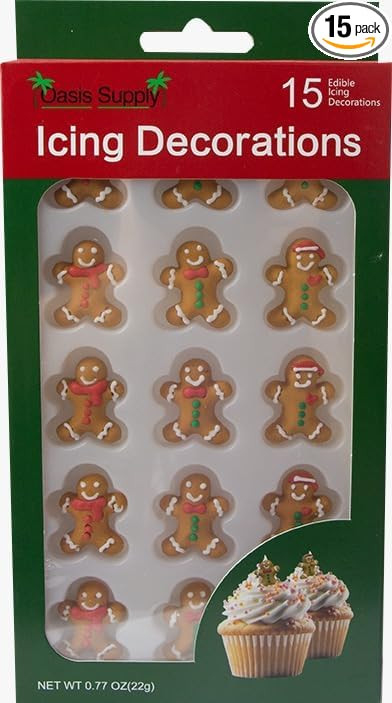 Christmas Holidays Edible Cake Decorations - Candy or Cupcake Topper - 15 Count Gingerbread Man A... | Amazon (US)