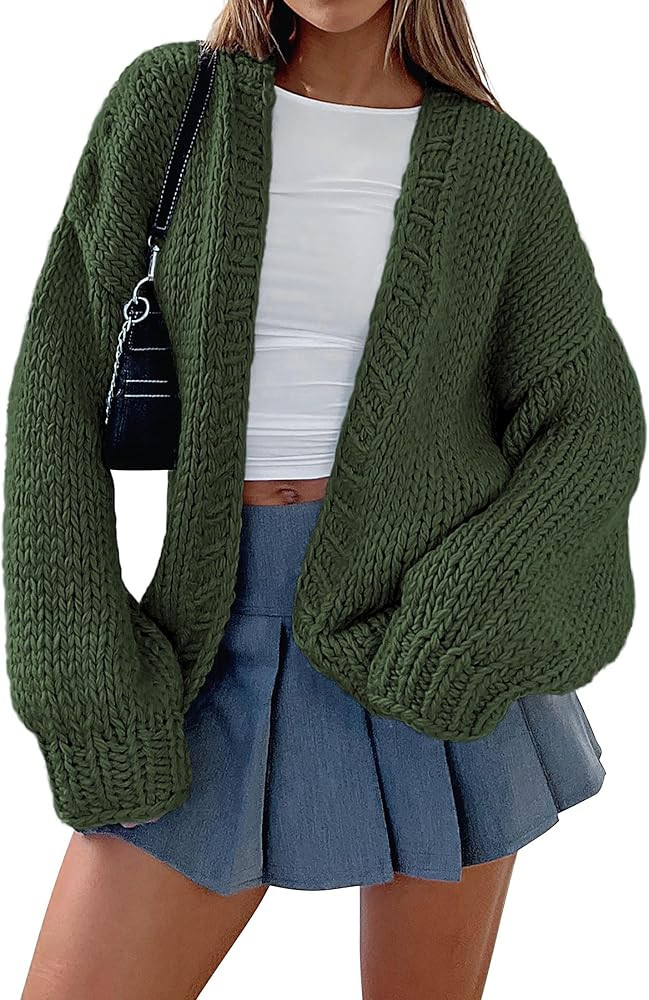 PRETTYGARDEN Cardigan Sweaters for Women Trendy Fall Fashion 2026 Long Sleeve Chunky Knit Cardiga... | Amazon (US)