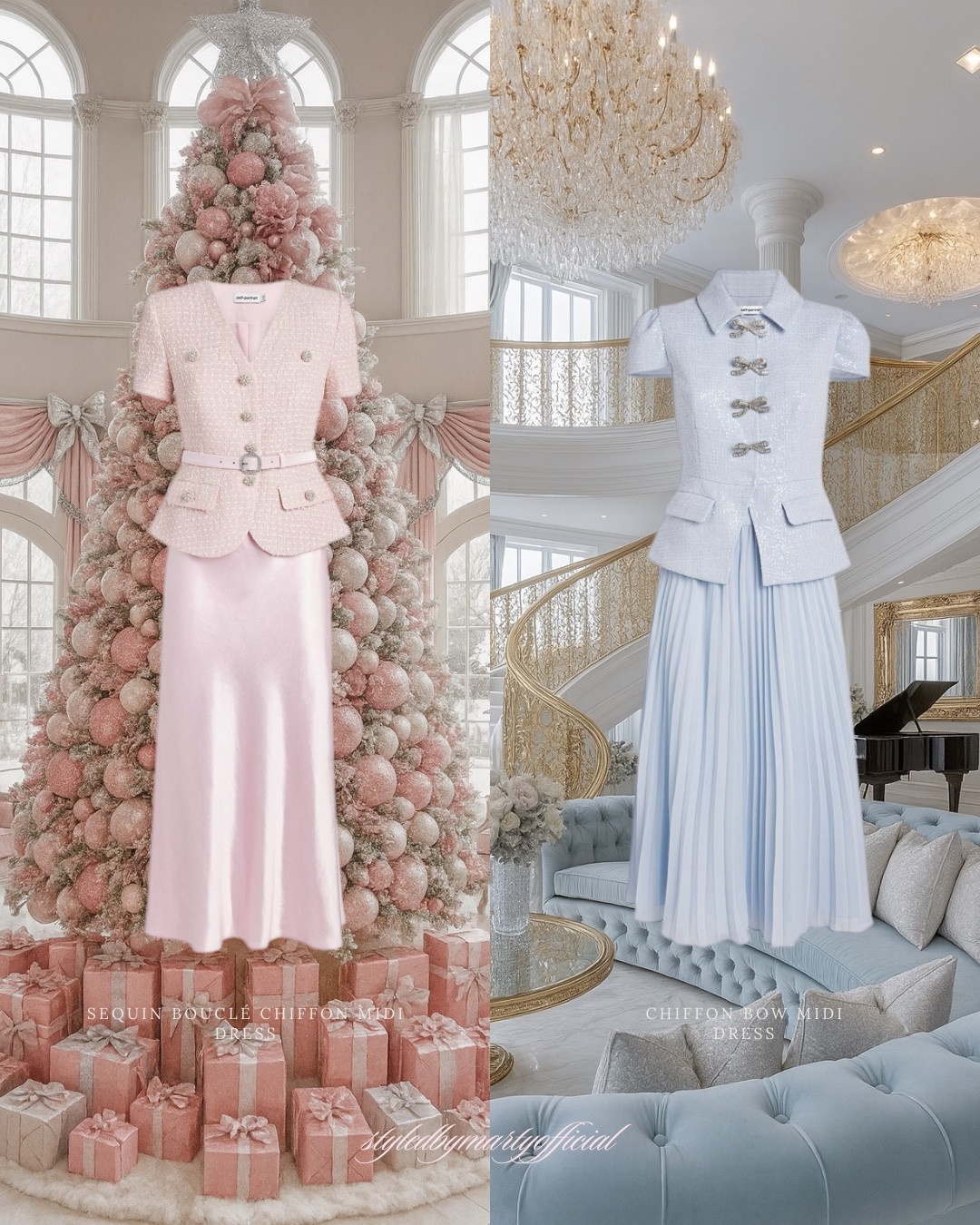 Which feminine Outfit for Holiday do you choose?🎀🩵part 2
Swipe to complete the looks✨


Holiday fashion, holiday party dress, Christmas style, Christmas Day outfit, feminine style, feminine outfit, elegant style, self portrait dress, pink dress, baby blue dress, midi dress, chic outfit, luxury fashion, bow crystal heels, jewelry, 

#LTKHoliday #LTKootd #LTKSeasonal