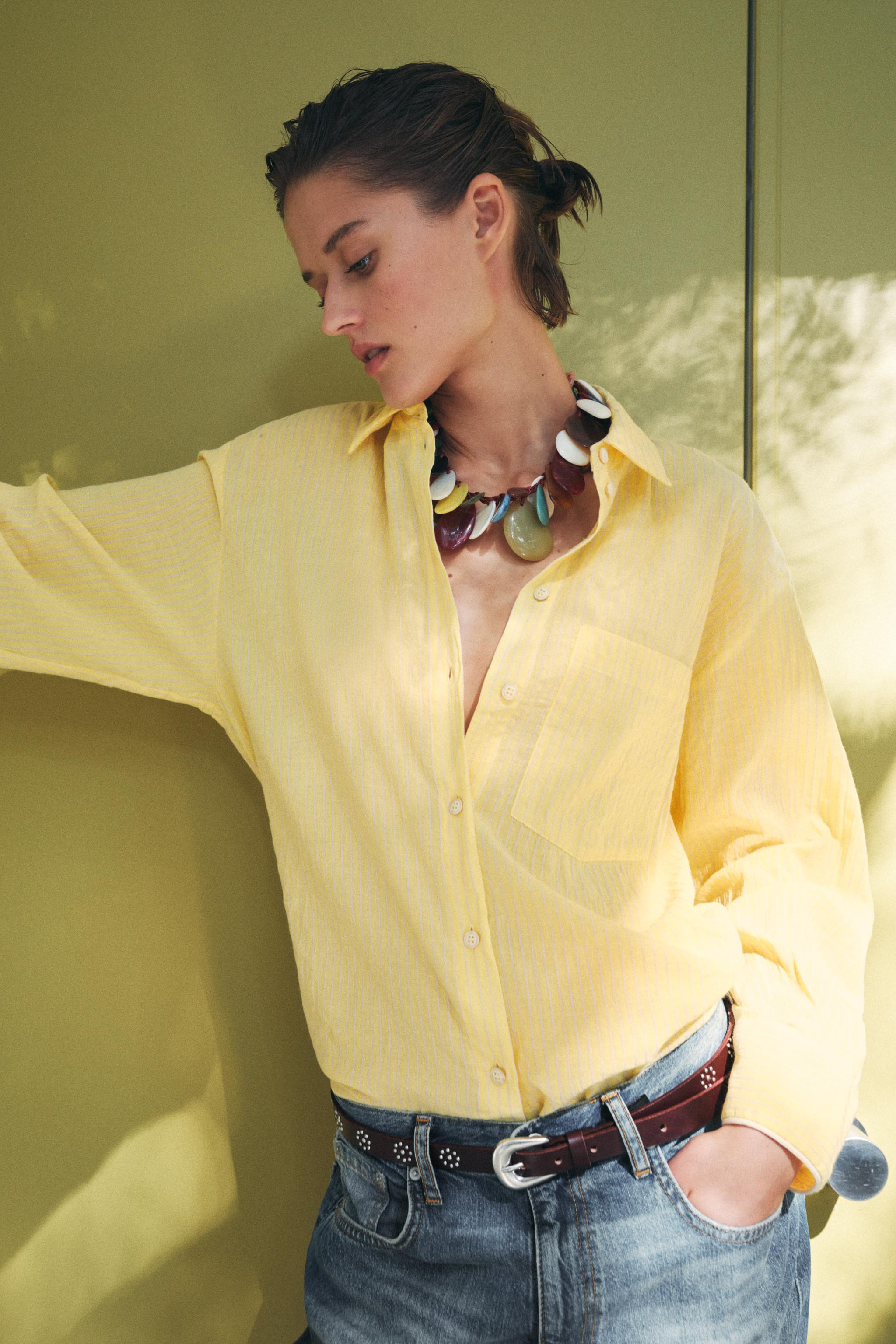 ZW COLLECTION STRIPED WRINKLED SHIRT | Zara Canada