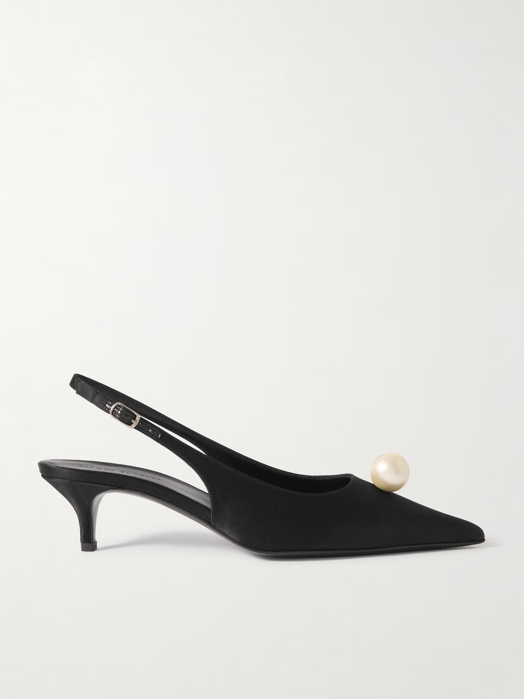 Faux pearl-embellished silk-satin slingback pumps | NET-A-PORTER (UK & EU)