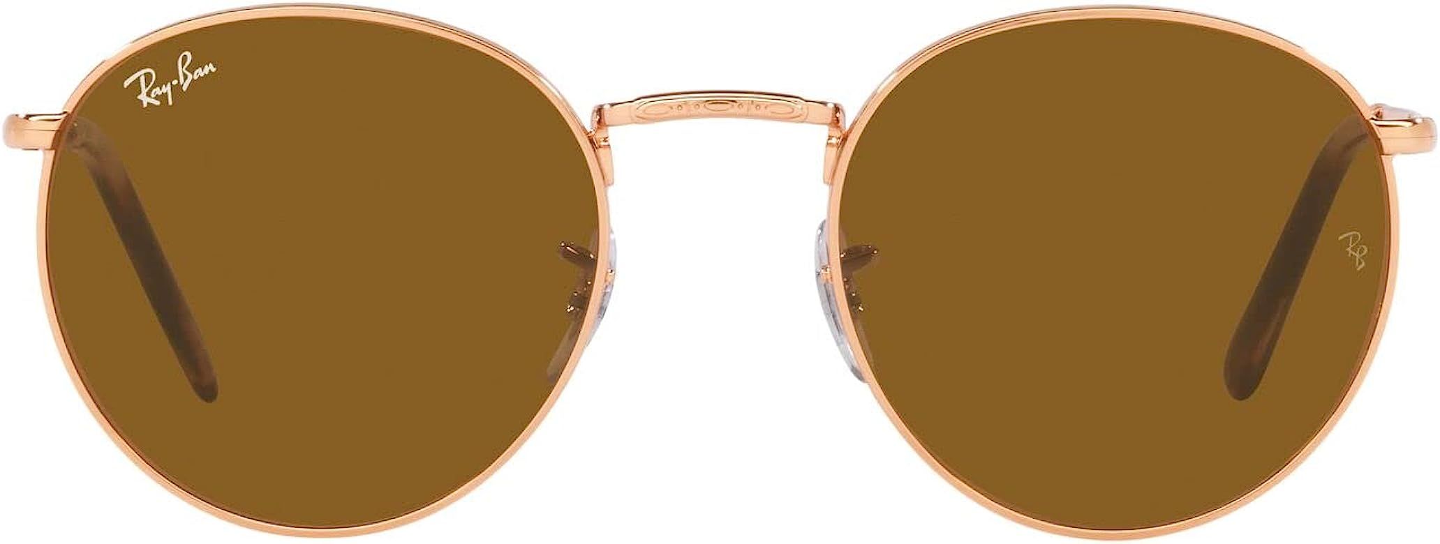 Ray-Ban RB3637 New Round Sunglasses, Rose Gold/Brown, 50 mm | Amazon (US)