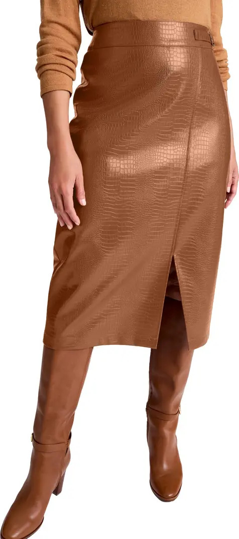 Faux Leather Croc Wrap Skirt | Nordstrom