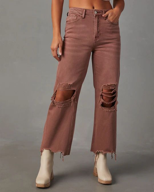 Pumpkin Spice Distressed Straight Leg Jeans | VICI Collection