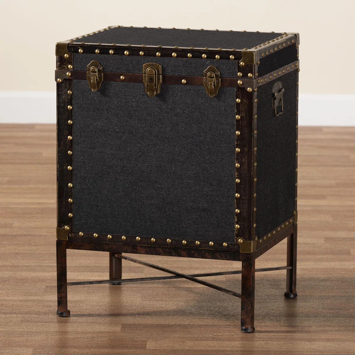 Williston Forge Jiahao Baxton Studio Laura Vintage Black Canvas 2-Drawer End Table Trunk | Wayfai... | Wayfair North America