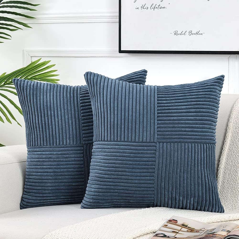 Fancy Homi 2 Packs Dusty Blue Decorative Throw Pillow Covers 18x18 Inch for Living Room Couch Bed... | Amazon (US)