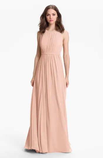 Women's Jenny Yoo 'Vivienne' Pleated Chiffon Gown, Size 4 - Pink | Nordstrom