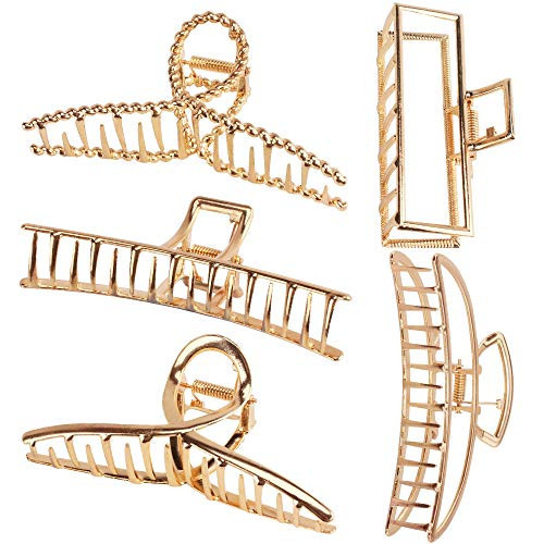 ANBALA Gold Hair Clips, Metal Large Claw Clips for Thick Hair Big Jaw Clips for Hair, Butterfly Hair Clips Hair Accessories for Women | Amazon (US)