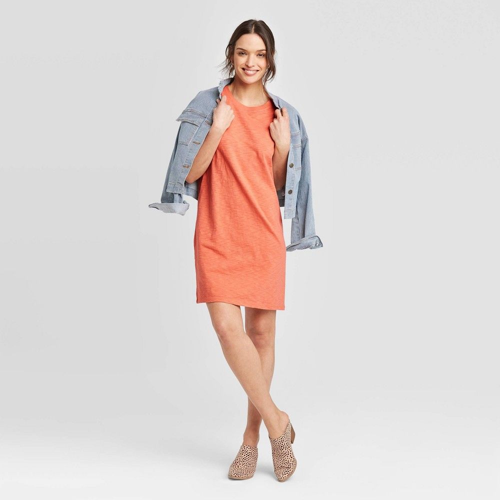 Women's Short Sleeve T-Shirt Dress - Universal Thread Orange XL | Target