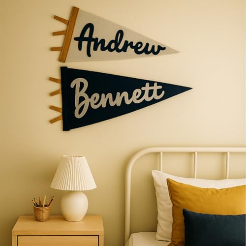 Personailzed Name Pennant Flag for Nursery Decor Custom Felt Pennant Flag Sign for Baby Boy and Girl Baby Name Banner for Nursery Room Wall Hanging Playroom Bedroom | Amazon (US)