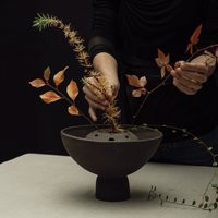 stoneware Pedestal Bowl, Ikebana Vase, Decorative Footed Centerpiece, Flower Arrangement Bowl, Handmade Pottery Pillar Fruit Bowl | Etsy (US)