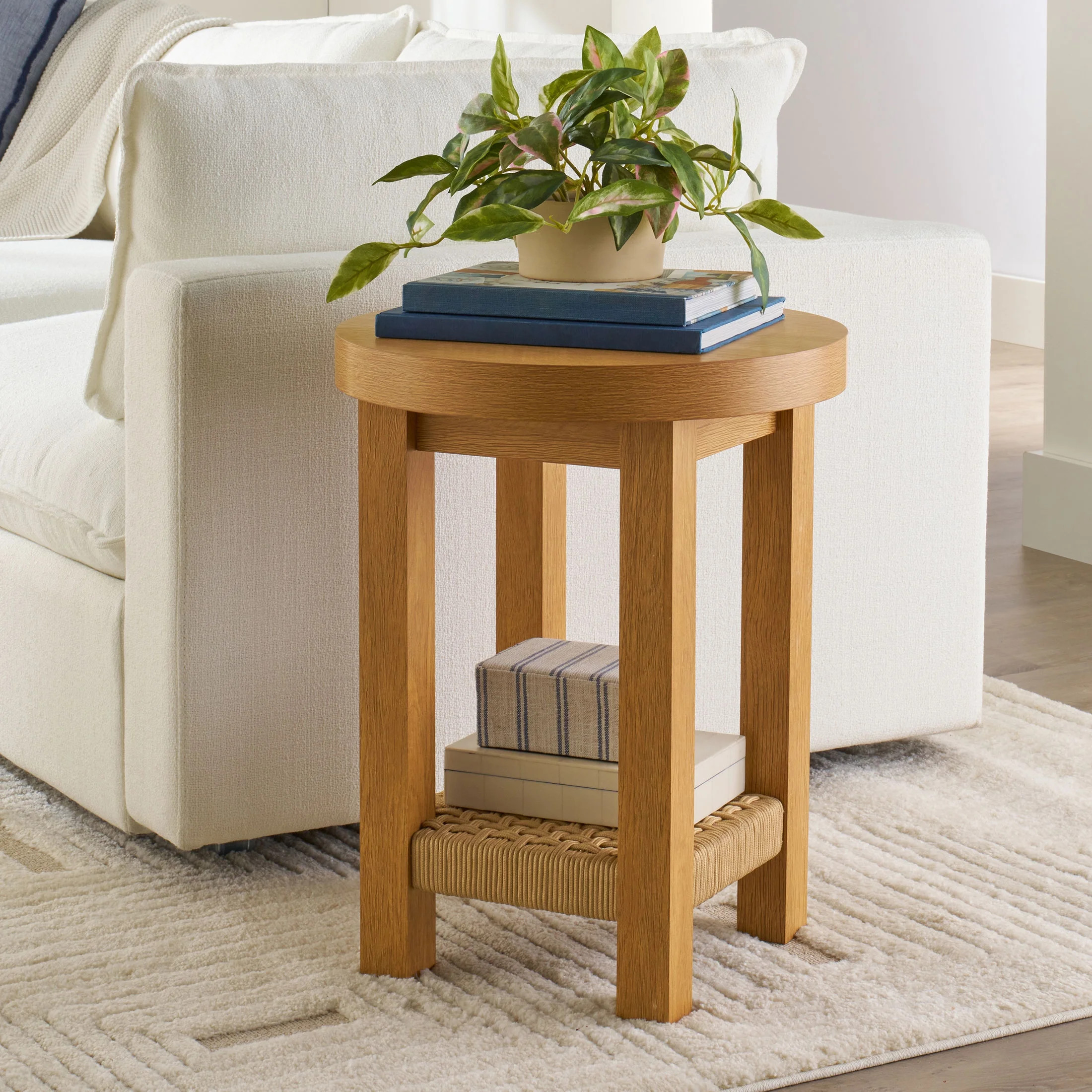 Better Homes & Gardens Vista Woven Coastal End Table, Light Honey | Walmart (US)