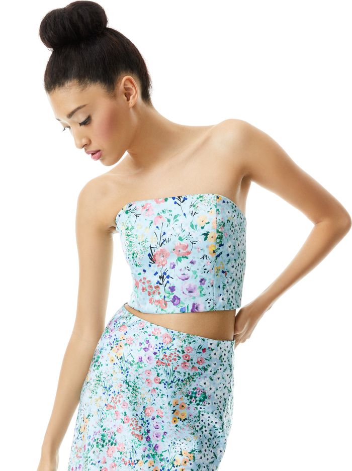 CERESI FLORAL PRINT BANDEAU TOP | Alice + Olivia