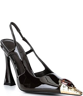 Jeffrey Campbell Sorcerer Patent Leather Jeweled Cap Toe Slingback Pumps - 6 | Dillard's