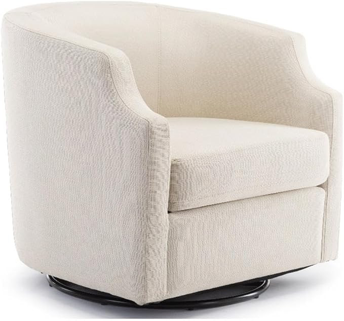 Infinity White Linen Fabric Upholstered Modern Swivel and Rocker Barrel Chair | Amazon (US)