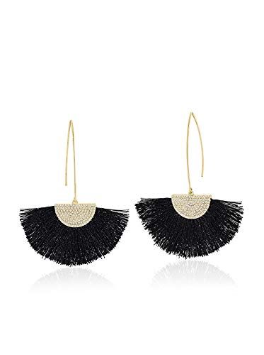 ZAXIE Coconut Grove Black Fringe Earrings | Amazon (US)