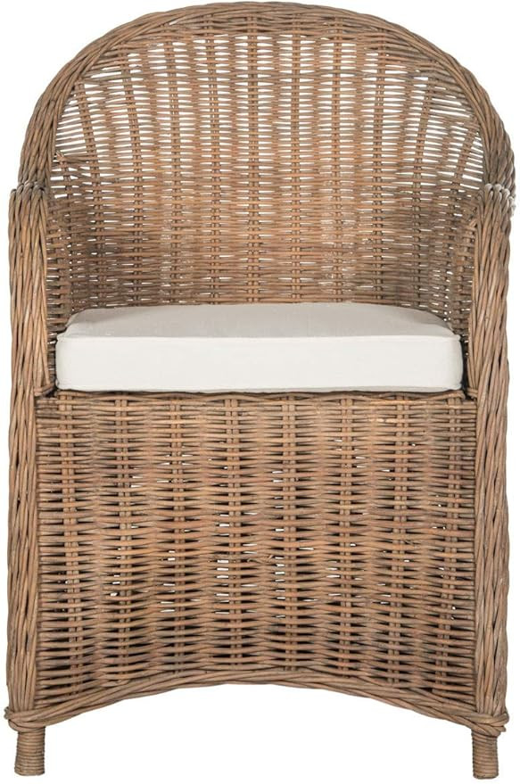 Safavieh Home Collection Hemi Brown & White Striped Wicker Club Chair, Standard | Amazon (US)