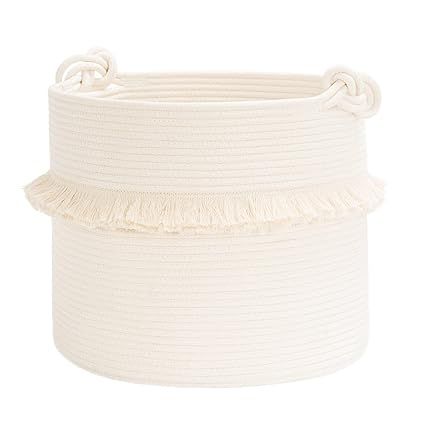 CherryNow Large Woven Storage Baskets – 16'' x 13'' Cotton Rope Decorative Hamper for Nursery, ... | Amazon (US)