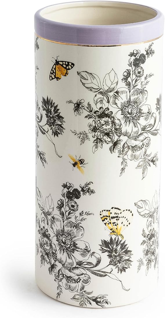 MACKENZIE-CHILDS Butterfly Toile Ceramic Vase, Unique Flower-Vase Decor, Tall | Amazon (US)