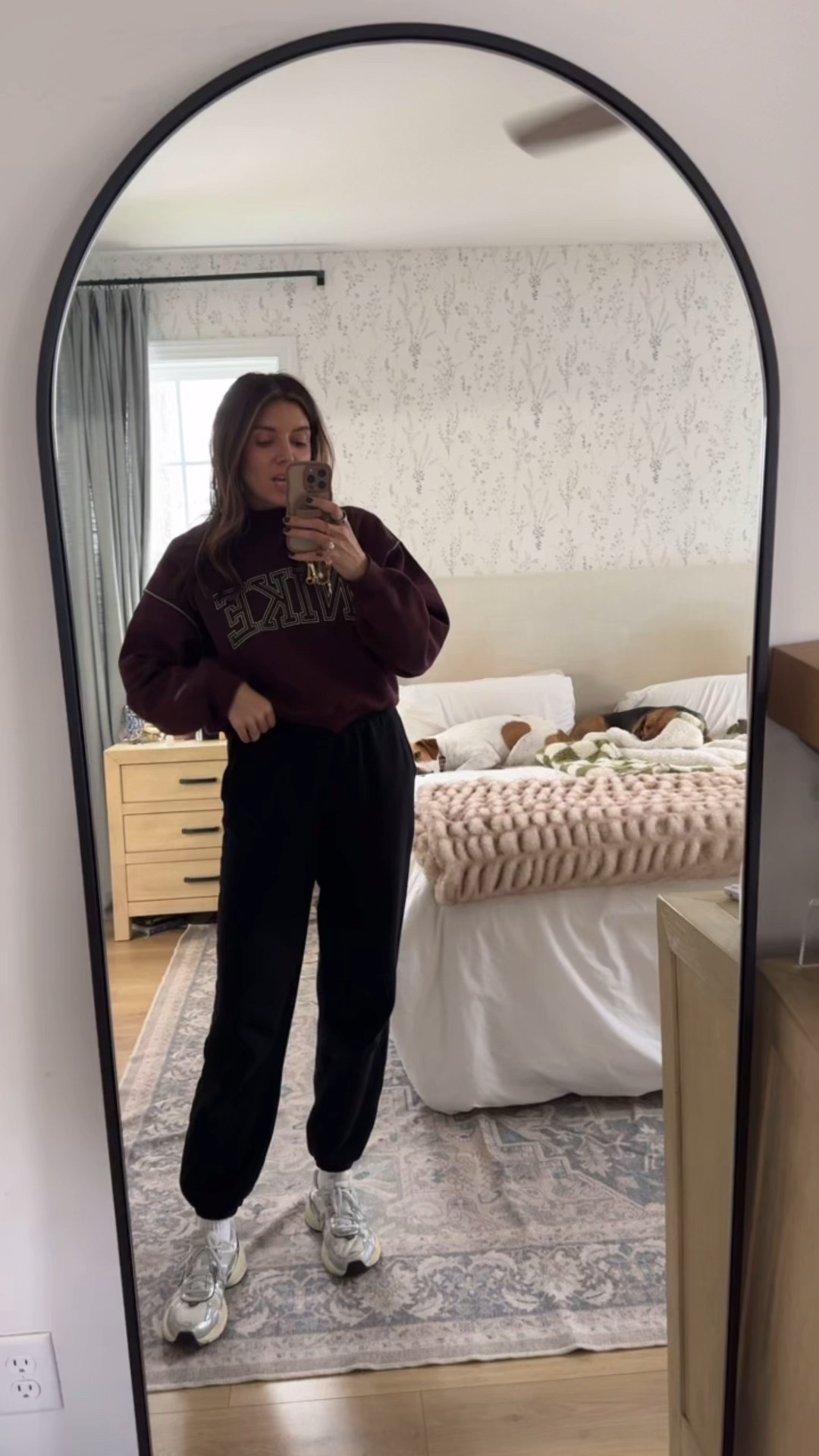 Mom errands outfit of the day!! Nike sweatshirt still on sale with code CYBER! In a size small. Favorite sweatpants only $19 this weekend! Size XS tall. Nike sneakers fit tts! I’m 5’7” 

#LTKFindsUnder50 #LTKOver40 #LTKSaleAlert